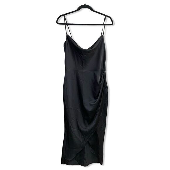 NWT More To Come Adonia Wrap Midi Dress in Black strappy Revolve M - Picture 4 of 8